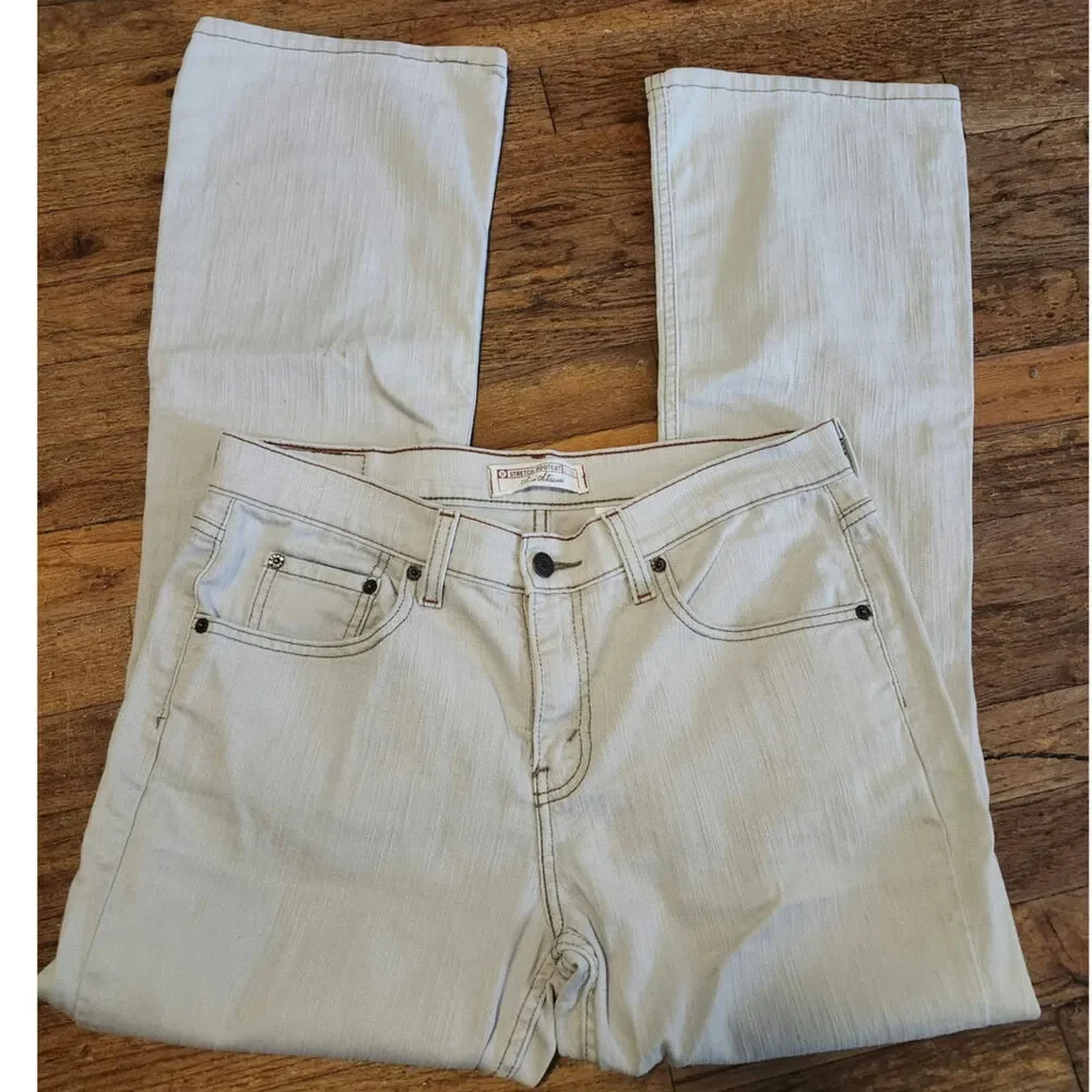 Levis Strauss sz 10 Stretch Bootcut JEANS Gray White Wash